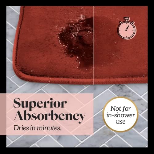 Memory Foam Bath Mat Non Slip Absorbent Super Cozy Velvet Bathroom Rug Carpet (17 inches X 24 inches, Autumn Glaze)