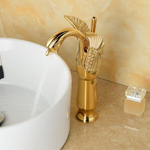 Vintage Brass Bathroom Faucet Retro Hot & Cold Water Sink Mixer Tap Gold Finish Design Easy Installation - Perfect for Classic Home Décor