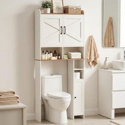 Homhedy Wooden Over The Toilet Storage Cabinet with Barn Door