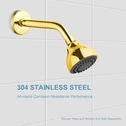 OFFO Shower Arm with Flange, 10 in Bright Gold Wall Mount Replacement Angle Shower Head Arm Wall-Mounted For Fixed Shower Head & Handheld Showerhead