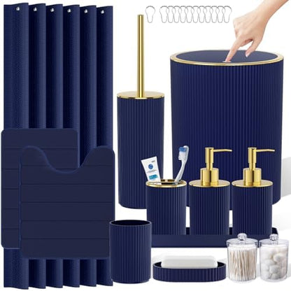 Navy Blue Bathroom Accessories Set - Bathroom Decor Sets