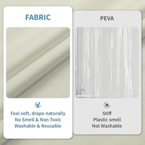 1 Pack Water-Repellent Fabric Shower Curtain Liner, 72x84 Cream