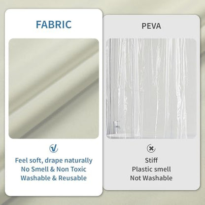 1 Pack Water-Repellent Fabric Shower Curtain Liner, 72x84 Cream