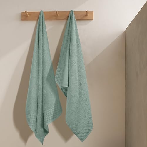 MyOwn Ultra Soft 2 Pack Oversized Bath Towel Set 28x55 inches, Cotton Large Bath Towels, Highly Absorbant Compact Quickdry & Lightweight Towel, Ideal for Gym Travel Camp Pool - Jade