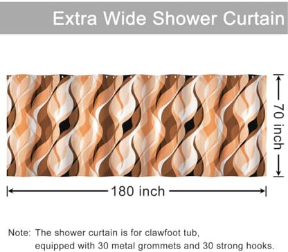Orange Striped Clawfoot Tub Shower Curtain 180x70 inch 30 Hooks