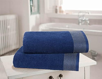 BELIZZI HOME Ultra Soft 2 Pack Oversized Bath Towel Set, 28x55 inches, 100% Cotton, Navy Blue