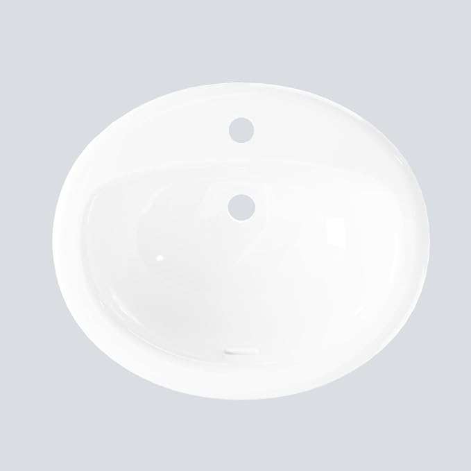 Vessel Sink 20.24x17.01 Inch, Ceramic Semi-Recessed Bathroom Sink, Round White Vessel Sink with Single Faucet Hole, Above Counter Vanity Basin