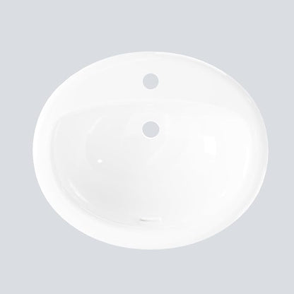 Vessel Sink 20.24x17.01 Inch, Ceramic Semi-Recessed Bathroom Sink, Round White Vessel Sink with Single Faucet Hole, Above Counter Vanity Basin