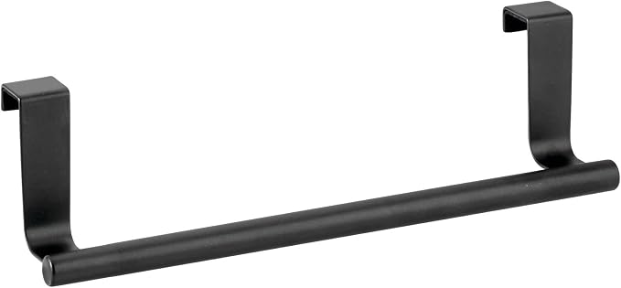 mDesign Over-the-Cabinet Towel Bar Holder for Bathroom or Kitchen - 9", Matte Black