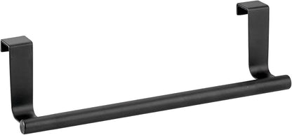 mDesign Over-the-Cabinet Towel Bar Holder for Bathroom or Kitchen - 9", Matte Black