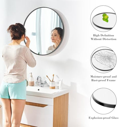 NEWBULIG 30 Inch Round Bathroom Mirror, Wall Mount Vanity Mirror