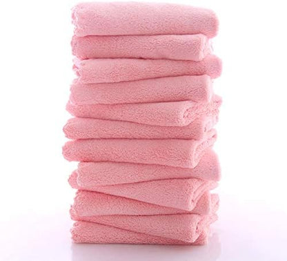TENSTARS 12 Pack Premium Washcloths Set - Quick Drying - Soft Microfiber Coral Velvet Highly Absorbent Wash Clothes -Multipurpose Use as Bath Fitness, Spa, Facial, Fingertip Towel (Pink)