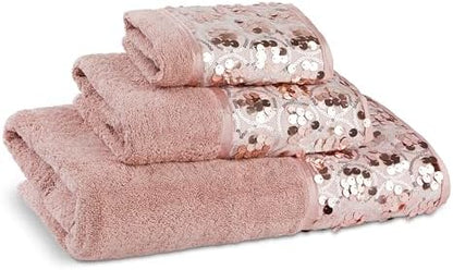 Zahari Home Sinatra Modern Bathroom Towel Set 3 Piece Towel Blush Bath Towel, Hand Towel and Wash Towel Luxury Contemporary Bling Blush Bath Towel Sets Soft Plush and Highly Absorbent