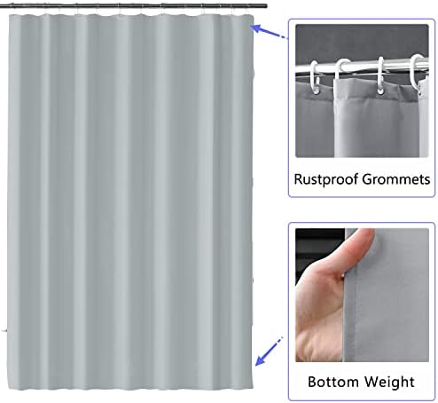 LLSCL Grey Fabric Shower Curtain Liner with Bottom Counterweight, Waterproof Hotel Quality, 72 x 72 Machine Washable