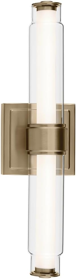 Kichler Laurene LED Bath Bar Light, Champagne Bronze | Linear vanity light with clear glass for bathroom mirrors (18.5" x 5"), 55237CPZLED