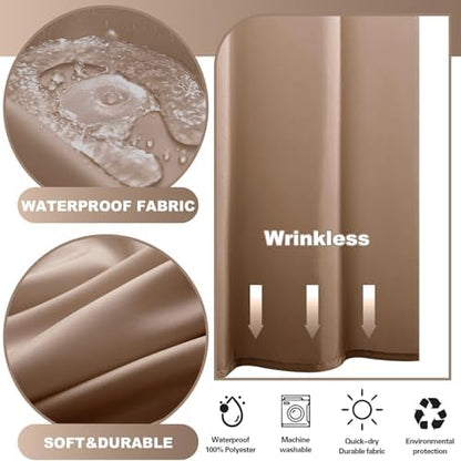 No Hook Shower Curtain and Liner Set for Bathroom, Ombre Brown, 71" x 84"