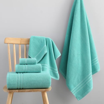 REDKISS Teal Towels Set 6 Piece Cotton Towel Sets with 2 Bath Towels, 2 Hand, 2 Washcloths, 650GSM Hotel Quality, Soft, Highly Absorbent Towels for Bathroom Gym, Ideal Everyday Use