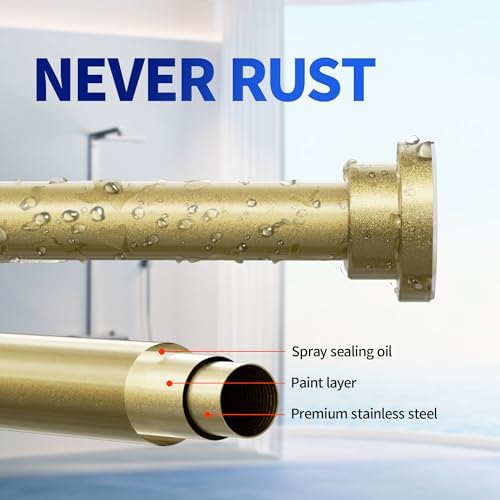 Mcrbeay Shower Curtain Rod, 1" Diameter Heavy Duty Tension Shower Rod