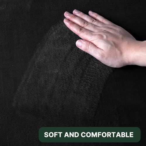 H.VERSAILTEX Bath Mat Memory Foam Set Bathroom Rug Set Flannel Velvety Extra Soft and Absorbent Non Slip Rugs for Bathroom/Bedroom Washable(47"x 17" + 17"x 24" + 20"x 24"U-Shaped, Black)