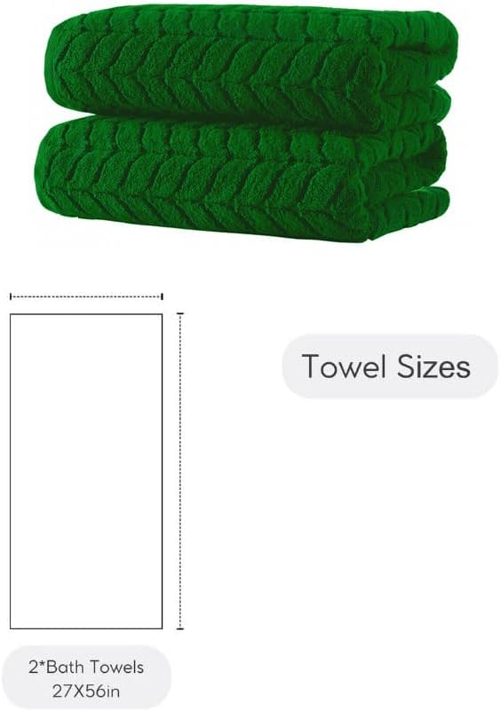 BAGNO MILANO Turkish Cotton Bath Towels, Hand Towels - Soft Plush Jacquard Collection Luxury Towels Set (Royal Green, Bath Towel Set of 2)