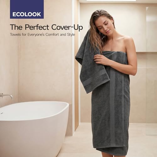 ecolook 2 Pack 100% Cotton Bath Towels, 28 x 55 Inches, Soft