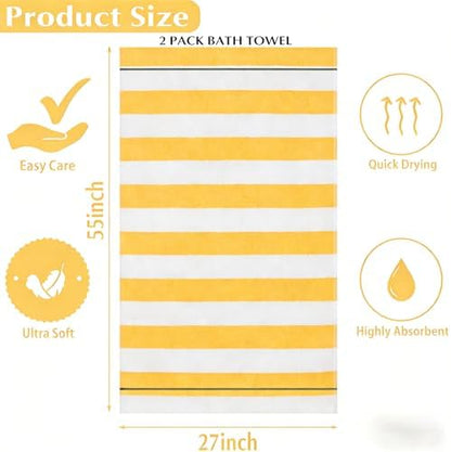 2-Pack Microfiber Bath Towels (27x54 Inches) - Ultra Soft & Quick Dry, 3X Absorbency, Lightweight for Gym, Yoga, Travel & Spa - Perfect for Home, Fitness & Post-Workout