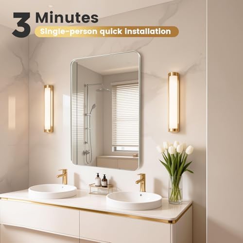 24X28Inch Brushed Nickel Bathroom Mirrors for Over Sink,AluminumFrame