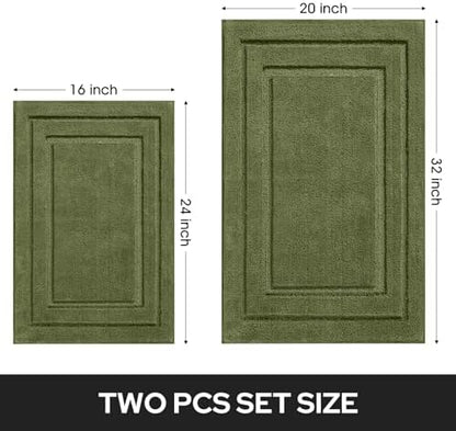 HOMEIDEAS Bathroom Rugs Sets 2 Piece, Soft Non Slip Bath Mat Sage Green