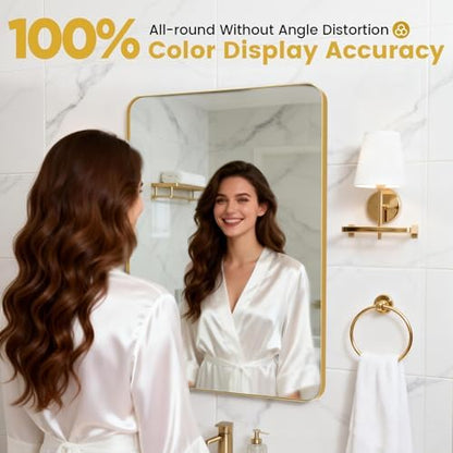 18"X30" Gold Bathroom Mirrors for Over Sink,Aluminum Frame
