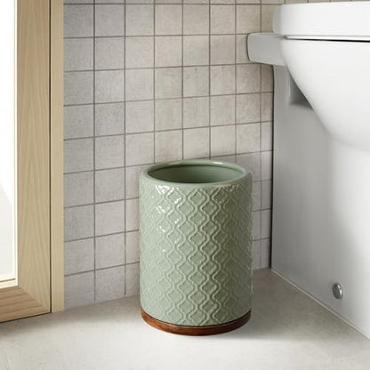 RQYIXI Ceramic Bathroom Accessories Set,Sage Green,6 Piece,Embossed Design