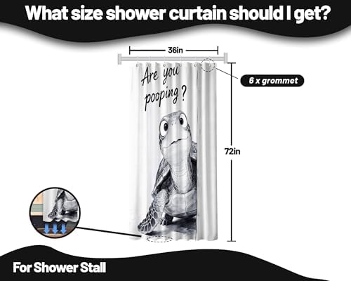 Small Stall Shower Curtain Rv Sea Turtle Kids, 36 x 72 Inchs
