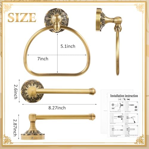 2 Pcs Antique Toilet Paper Holder Hand Towel Ring, Semi Circular