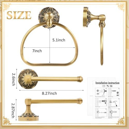 2 Pcs Antique Toilet Paper Holder Hand Towel Ring, Semi Circular