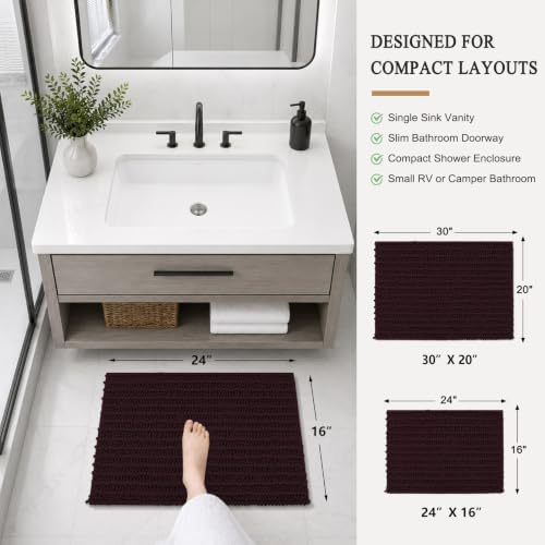 Arotive Bathroom Rugs Mat 24x16, Soft Absorbent Chenille Shaggy Bath Mat
