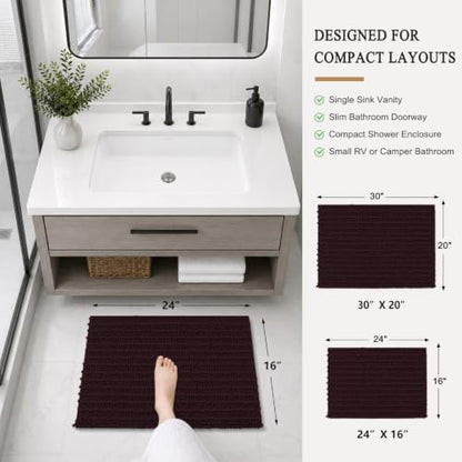 Arotive Bathroom Rugs Mat 24x16, Soft Absorbent Chenille Shaggy Bath Mat