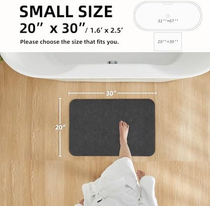 TYUU Thin Bath Mat, Small Bathroom Rugs Non Slip Washable, 20x30 Dark Grey