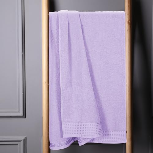 GLAMBURG 100% Cotton Oversized 2 Pack Bath Sheets 35x70, Ultra Soft Highly Absorbant Compact Quickdry & Lightweight Large Bath Sheet Set, Ideal for Gym Travel Camp Pool - Purple
