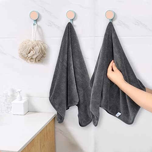 KinHwa Gray Hand Towels for Bathroom, Microfiber Face Towels, 16x30 Inch
