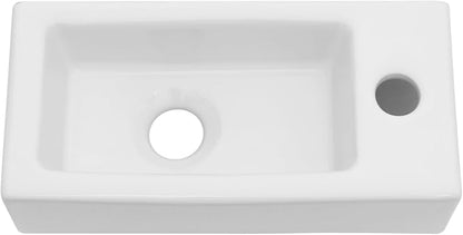 Wall Mount Bathroom Sink 18"x 10" Floating Bathroom Vessel Sink | Rectangular Wall Mount Ceramic Sink Wall Hung Bathroom Lavatory Wash Hand Basin Floating Wall Hung Sinks