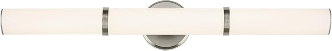 Kichler Rosh 32" LED Large Bath Bar with White Glass in Brushed Nickel, Modern Minimalist, for Vanity, Fireplace, Buffet, Hallway, Vanity Mirror, (32" W x 5" H), 55189NILED