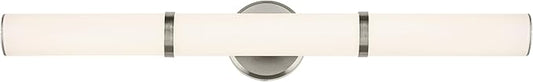Kichler Rosh 32" LED Large Bath Bar with White Glass in Brushed Nickel, Modern Minimalist, for Vanity, Fireplace, Buffet, Hallway, Vanity Mirror, (32" W x 5" H), 55189NILED