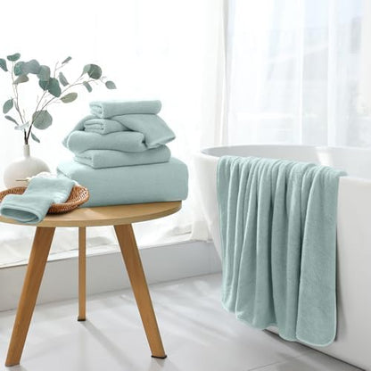 Extra Large Bath Sheet 4 Piece (35"x70")-Ultra Soft Oversized Bath Towel,Bath Sheet Towel Set for Bathroom Hotel,Ultra Highly Absorbent Quick Dry Shower Towel Set for Adults,Bathroom Towel-Aqua