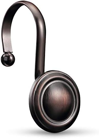 CHICTIE Bronze Shower Curtain Hooks Rings,Oil Rubbed Decorative Shower Curtain Hooks,Rustproof Vintage Shower Hooks for Bathroom,Set of 12 (Oil-Rubbed Bronze)