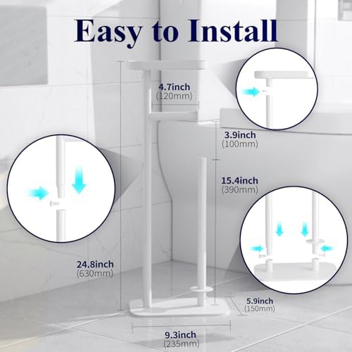 Kitsure Metal Toilet Paper Holder Free Standing, Medium, White
