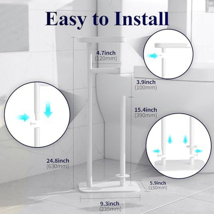 Kitsure Metal Toilet Paper Holder Free Standing, Medium, White