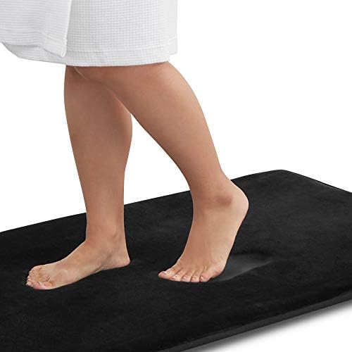 Memory Foam Bath Mat Non Slip Absorbent Super Cozy Velvet Bathroom Rug Carpet (60 inches X 17 inches, Black)