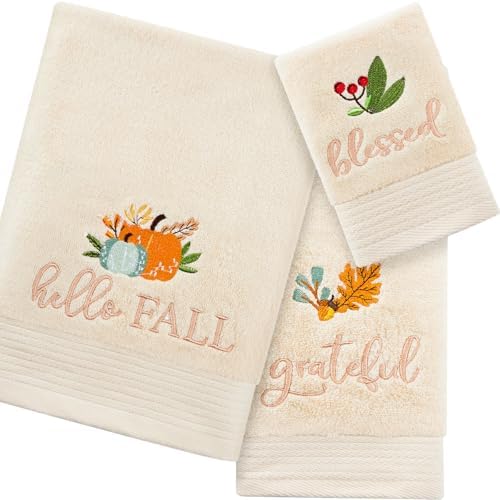 Peryiter 3 Pack Fall Decorative Bath Towel Set