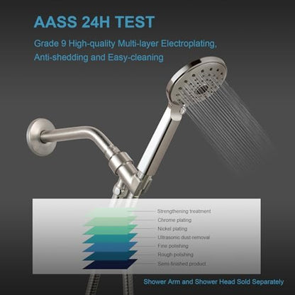 OFFO Shower Head Holder with Solid Metal Ball for Handheld Shower Head, Brushed Nickel Adjustable Shower Arm Mount for Connecting Shower Arm and Shower Hose, 1/2 in IPS Female Inlet and Male Outlet