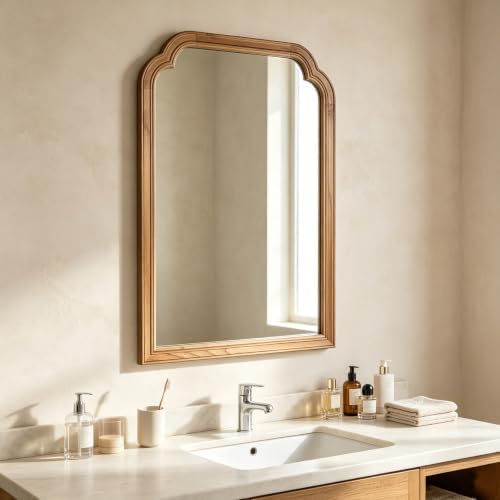 Wood Framed Bathroom Mirror for Wall 30"x20" Rustic Decorative Mirror