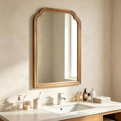 Wood Framed Bathroom Mirror for Wall 30"x20" Rustic Decorative Mirror
